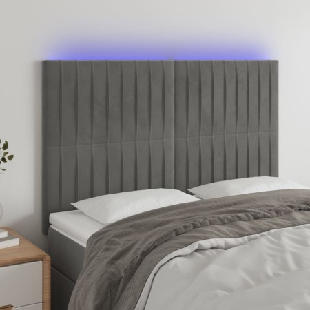 Kopfteil mit LED-Leuchten, hellgrauer Samt, 144 x 5 x 118/128 cm von , Kopf- und Fußteile - Ref: Foro24-3122710, Preis: 125,5...