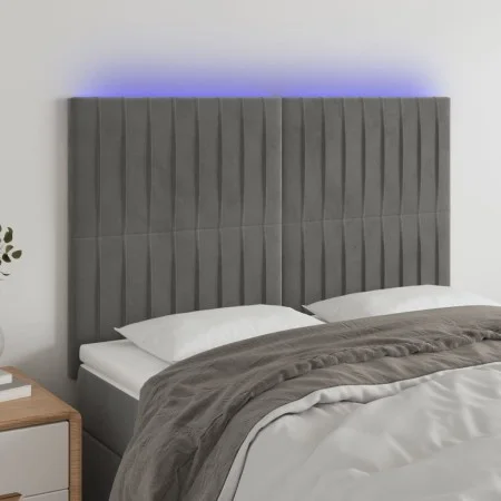 Kopfteil mit LED-Leuchten, hellgrauer Samt, 144 x 5 x 118/128 cm von , Kopf- und Fußteile - Ref: Foro24-3122710, Preis: 126,3...