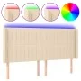 Cream fabric headboard with LED 163x16x118/128 cm by , Headboards and footboards - Ref: Foro24-3124297, Price: 129,75 €, Disc...