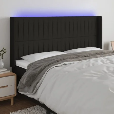 Black fabric headboard with LED 203x16x118/128 cm by , Headboards and footboards - Ref: Foro24-3124310, Price: 126,25 €, Disc...