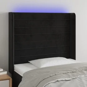 Black velvet headboard with LED 83x16x118/128 cm by , Headboards and footboards - Ref: Foro24-3124220, Price: 80,38 €, Discou...