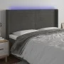 Dark gray velvet headboard with LED 163x16x118/128 cm by , Headboards and footboards - Ref: Foro24-3124243, Price: 123,13 €, ...