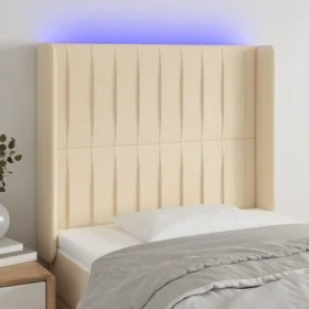 Cream fabric headboard with LED 103x16x118/128 cm by , Headboards and footboards - Ref: Foro24-3124281, Price: 95,49 €, Disco...