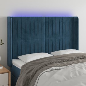 LED-Kopfteil aus dunkelblauem Samt, 147 x 16 x 118/128 cm von , Kopf- und Fußteile - Ref: Foro24-3124338, Preis: 135,96 €, Ra...