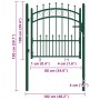 Puerta de valla con picos acero verde 100x100 cm