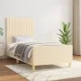 Bed frame with cream fabric headboard 80x200 cm by , Beds and slatted bases - Ref: Foro24-3125176, Price: 145,02 €, Discount: %