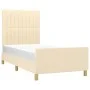 Bed frame with cream fabric headboard 80x200 cm by , Beds and slatted bases - Ref: Foro24-3125176, Price: 145,02 €, Discount: %