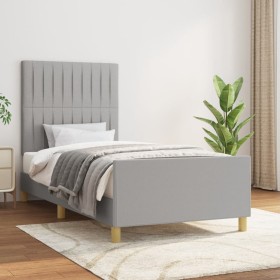 Hellgrauer Stoffbettrahmen mit Kopfteil 100x200 cm von , Betten und Lattenroste - Ref: Foro24-3125195, Preis: 126,99 €, Rabat...