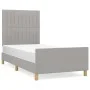 Light gray fabric bed frame with headboard 100x200 cm by , Beds and slatted bases - Ref: Foro24-3125195, Price: 135,30 €, Dis...