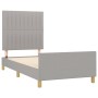 Light gray fabric bed frame with headboard 100x200 cm by , Beds and slatted bases - Ref: Foro24-3125195, Price: 126,99 €, Dis...