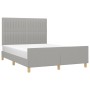 Light gray fabric bed frame with headboard 140x190 cm by , Beds and slatted bases - Ref: Foro24-3125211, Price: 225,36 €, Dis...