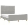 Light gray fabric bed frame with headboard 140x190 cm by , Beds and slatted bases - Ref: Foro24-3125211, Price: 221,19 €, Dis...