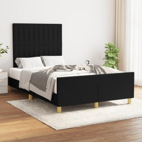Estructura de cama con cabecero de tela negro 120x200 cm