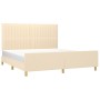 Bed frame with cream fabric headboard 160x200 cm by , Beds and slatted bases - Ref: Foro24-3125232, Price: 236,66 €, Discount: %