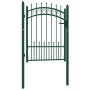 Puerta de valla con picos acero verde 100x125 cm