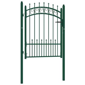 Puerta de valla con picos acero verde 100x125 cm