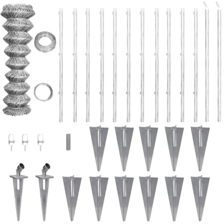 Metal fence with galvanized steel posts stakes 25x1.25 m by vidaXL, fence panels - Ref: Foro24-141508, Price: 329,64 €, Disco...