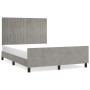 Bed frame with light gray velvet headboard 140x190cm by , Beds and slatted bases - Ref: Foro24-3125873, Price: 215,90 €, Disc...