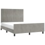 Bed frame with light gray velvet headboard 140x190cm by , Beds and slatted bases - Ref: Foro24-3125873, Price: 215,90 €, Disc...