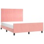 Pink velvet bed frame with headboard 140x200 cm by , Beds and slatted bases - Ref: Foro24-3125884, Price: 244,31 €, Discount: %