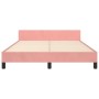 Pink velvet bed frame with headboard 140x190 cm by , Beds and slatted bases - Ref: Foro24-3125878, Price: 226,80 €, Discount: %