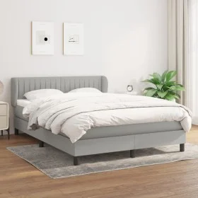 Box spring bed with light gray fabric mattress 140x190 cm by , Beds and slatted bases - Ref: Foro24-3126397, Price: 469,08 €,...