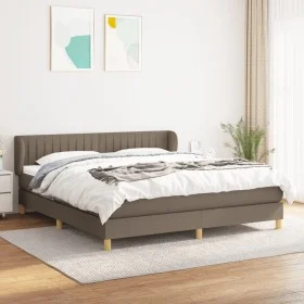 Box spring bed with taupe gray fabric mattress 160x200 cm by , Beds and slatted bases - Ref: Foro24-3126977, Price: 508,38 €,...