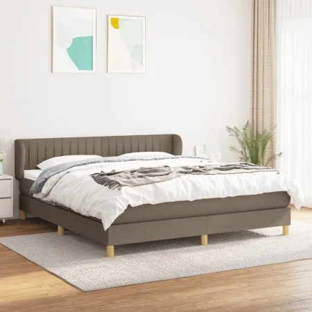 Box spring bed with taupe gray fabric mattress 160x200 cm by , Beds and slatted bases - Ref: Foro24-3126977, Price: 508,38 €,...