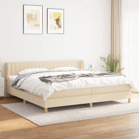 Box spring bed with cream fabric mattress 200x200 cm by , Beds and slatted bases - Ref: Foro24-3126994, Price: 561,92 €, Disc...