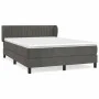 Box spring bed with dark gray velvet mattress 140x200 cm by , Beds and slatted bases - Ref: Foro24-3127614, Price: 423,25 €, ...