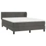 Box spring bed with dark gray velvet mattress 140x200 cm by , Beds and slatted bases - Ref: Foro24-3127614, Price: 423,25 €, ...