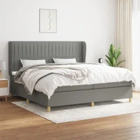 Box spring bed with dark gray fabric mattress 200x200 cm by , Beds and slatted bases - Ref: Foro24-3128710, Price: 630,40 €, ...