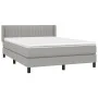 Box spring bed with light gray fabric mattress 140x190 cm by , Beds and slatted bases - Ref: Foro24-3129865, Price: 464,08 €,...