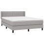 Box spring bed with light gray fabric mattress 140x200 cm by , Beds and slatted bases - Ref: Foro24-3129873, Price: 436,48 €,...