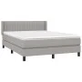Box spring bed with light gray fabric mattress 140x200 cm by , Beds and slatted bases - Ref: Foro24-3129873, Price: 427,42 €,...