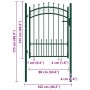Puerta de valla con picos acero verde 100x125 cm