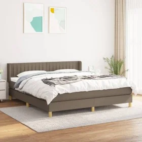 Box spring bed with taupe gray fabric mattress 160x200 cm by , Beds and slatted bases - Ref: Foro24-3130445, Price: 503,52 €,...