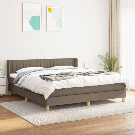Box spring bed with taupe gray fabric mattress 160x200 cm by , Beds and slatted bases - Ref: Foro24-3130445, Price: 503,52 €,...
