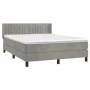 Box spring bed with light gray velvet mattress 140x200 cm by , Beds and slatted bases - Ref: Foro24-3131081, Price: 456,00 €,...