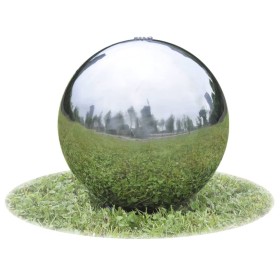 Fuente cascada esfera con LEDs de jardín acero inoxidable 40 cm