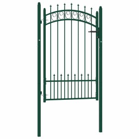 Puerta de valla con picos acero verde 100x150 cm