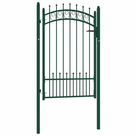 Puerta de valla con picos acero verde 100x150 cm