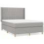 Box spring bed with light gray fabric mattress 140x190 cm by , Beds and slatted bases - Ref: Foro24-3132145, Price: 540,51 €,...