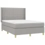 Box spring bed with light gray fabric mattress 140x200 cm by , Beds and slatted bases - Ref: Foro24-3132153, Price: 507,98 €,...