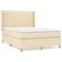 Box spring bed with cream fabric mattress 140x200 cm by , Beds and slatted bases - Ref: Foro24-3132158, Price: 541,32 €, Disc...