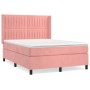 Box spring bed with pink velvet mattress 140x190 cm by , Beds and slatted bases - Ref: Foro24-3132800, Price: 530,86 €, Disco...