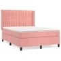 Box spring bed with pink velvet mattress 140x190 cm by , Beds and slatted bases - Ref: Foro24-3132800, Price: 522,10 €, Disco...