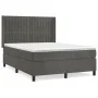 Box spring bed with dark gray velvet mattress 140x200 cm by , Beds and slatted bases - Ref: Foro24-3132802, Price: 477,85 €, ...