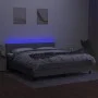 Box spring bed mattress and LED lights light gray fabric 160x200 cm by , Beds and slatted bases - Ref: Foro24-3133245, Price:...