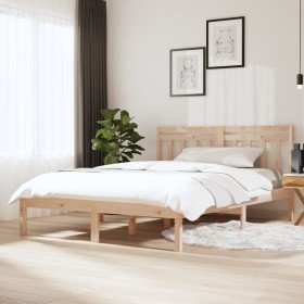 Estructura cama doble pequeña madera maciza 135x190 cm Estructura cama doble pequeña madera maciza 135x190 cm